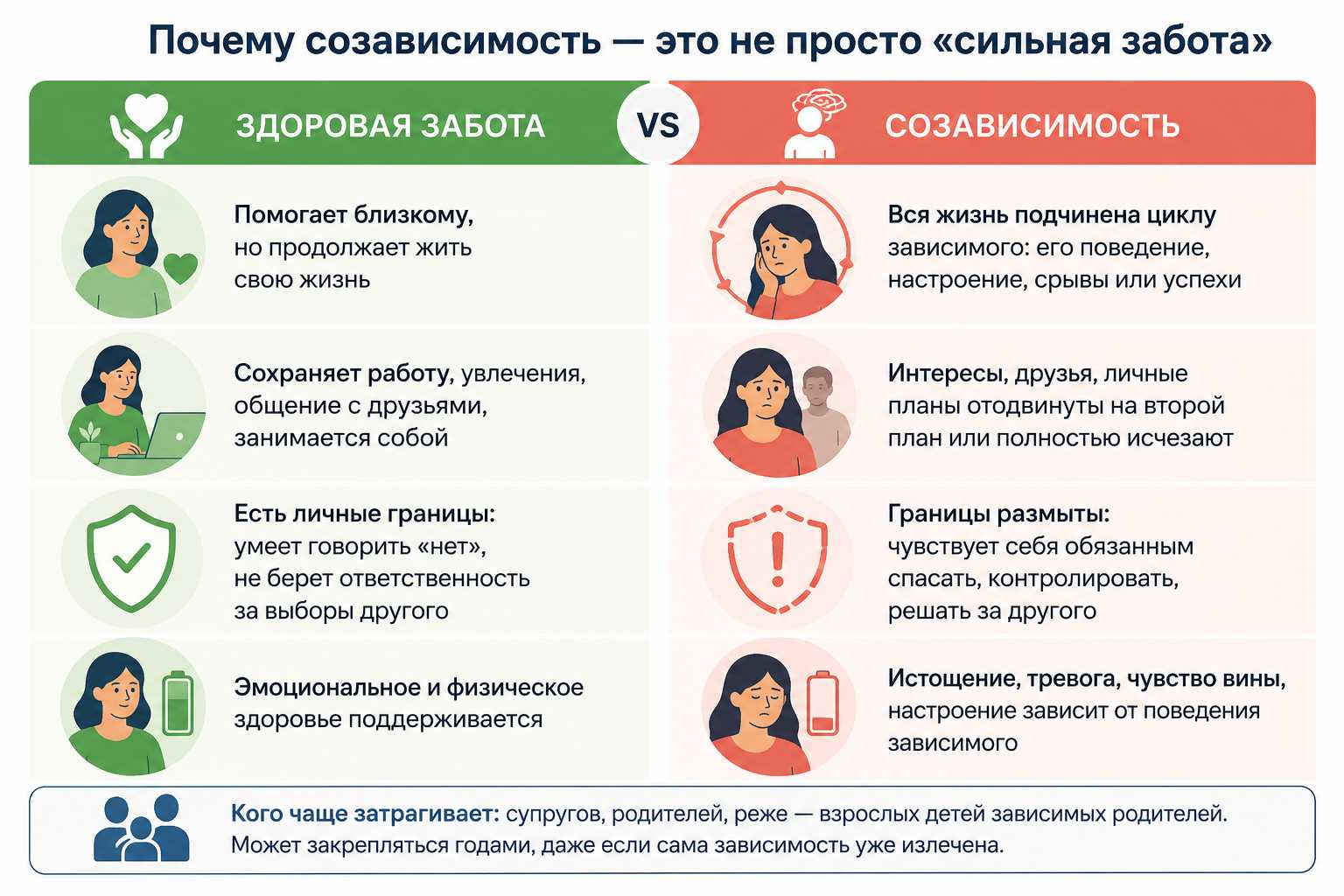 Чем здоровая поддержка отличается от созависимого поведения